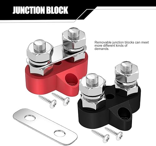 Miniatura 5 de 2 piezas de bloques de terminales de distribución de doble perno eléctrico M8, poste de encuadernación de reacondicionamiento de automóvil, bloque