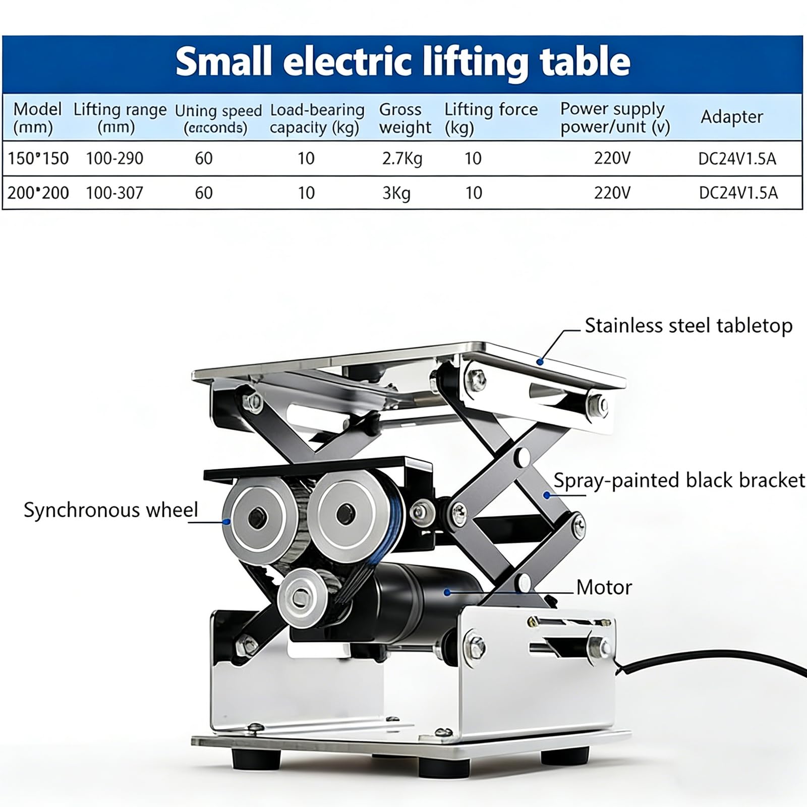 Plateforme Élévatrice De Laboratoire Électrique, Vérin À Ciseaux Inox 10 kg Avec Télécommande, Table Élévatrice Réglable En Hauteur Pour Laboratoire Et Microscope 200x200mm