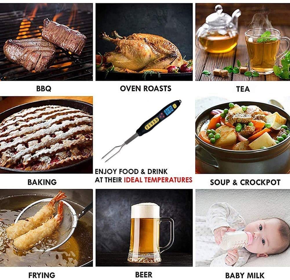 Termómetro Digital para Carne de Barbacoa, termómetro Digital rápido y preciso para Alimentos con retroiluminación, calibración, para freír, Barbacoa, Parrilla y Pavo asado