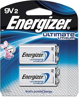 Energizer L522BP2 Ultimate 9 V Batteries, Lithium 9V Battery (2 Count) L522BP-2, 4" Height, 3.25" Width