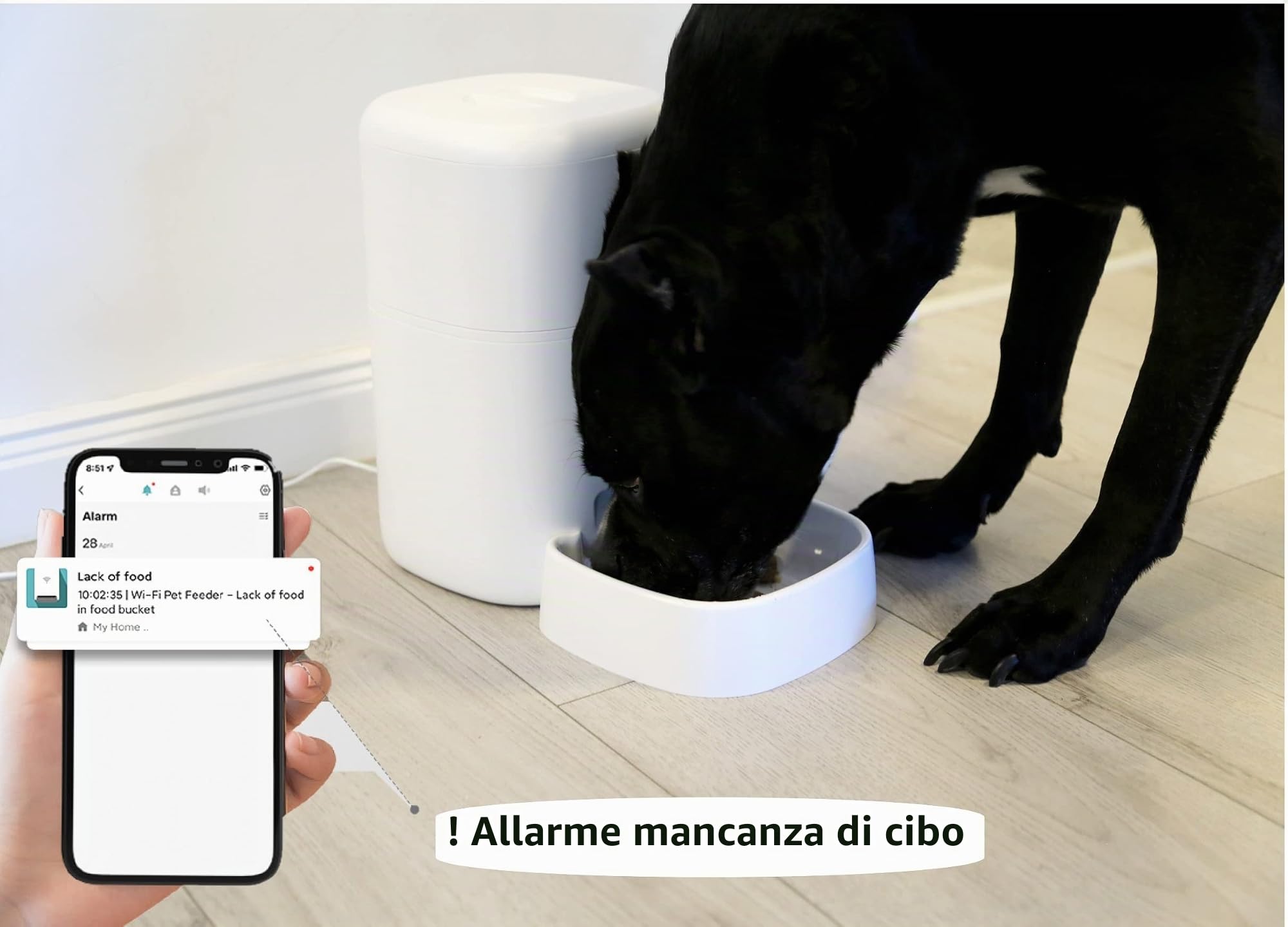 TELLUR SMART Distributore Automatico di Cibo per Gatti e Cani, Mangiatoia Alexa, WiFi, 4L, Videocamera 2K, Compatibile Alexa e Google,Rregistrazione Vocale 10s, Tempo del Cibo e Porzioni Programmabili