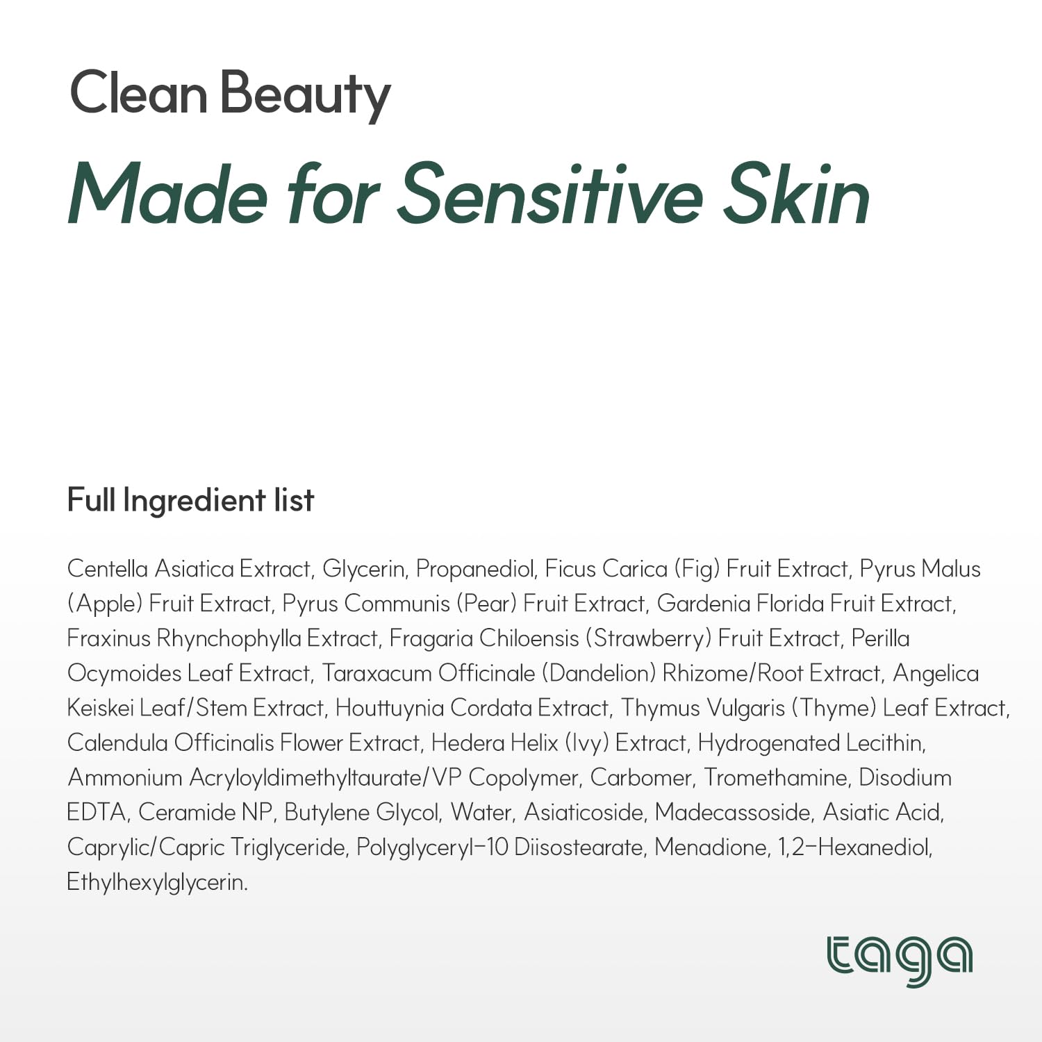 TAGA Cica Soothing Gel 200ml | Vegan Cooling Moisturizing Gel with 900,000ppm Centella & Vitamin K | Lightweight, Fast-Absorbing Hydration for Face & Body | Non-Sticky Cooling Care for Sensitive Skin