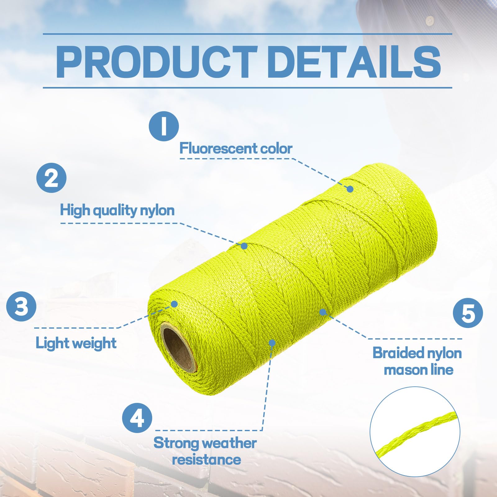Heavy Duty Braided Twine Amylove 6 Roll Mason Nylon String - 500 Feet ...
