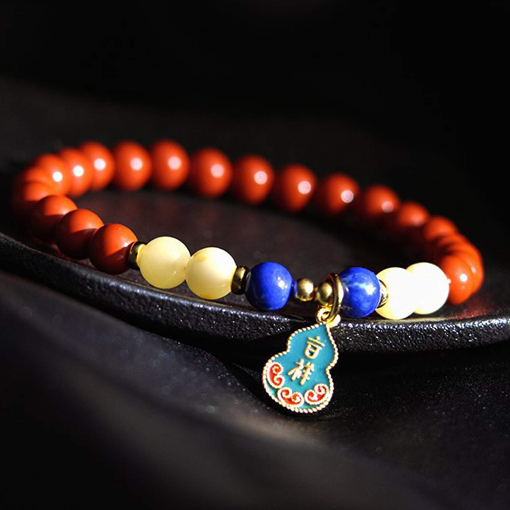 Bracelet Cinabre Feng Shui - Corde Rouge Réglable Avec Gourde Wu Lou - Porte-bonheur Richesse