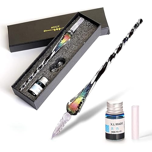 Glass Dip Pen Set,Calligraphy Pen,Crystal Signature Pen for Art, Writing, Signatures -Decoration and Business Gift