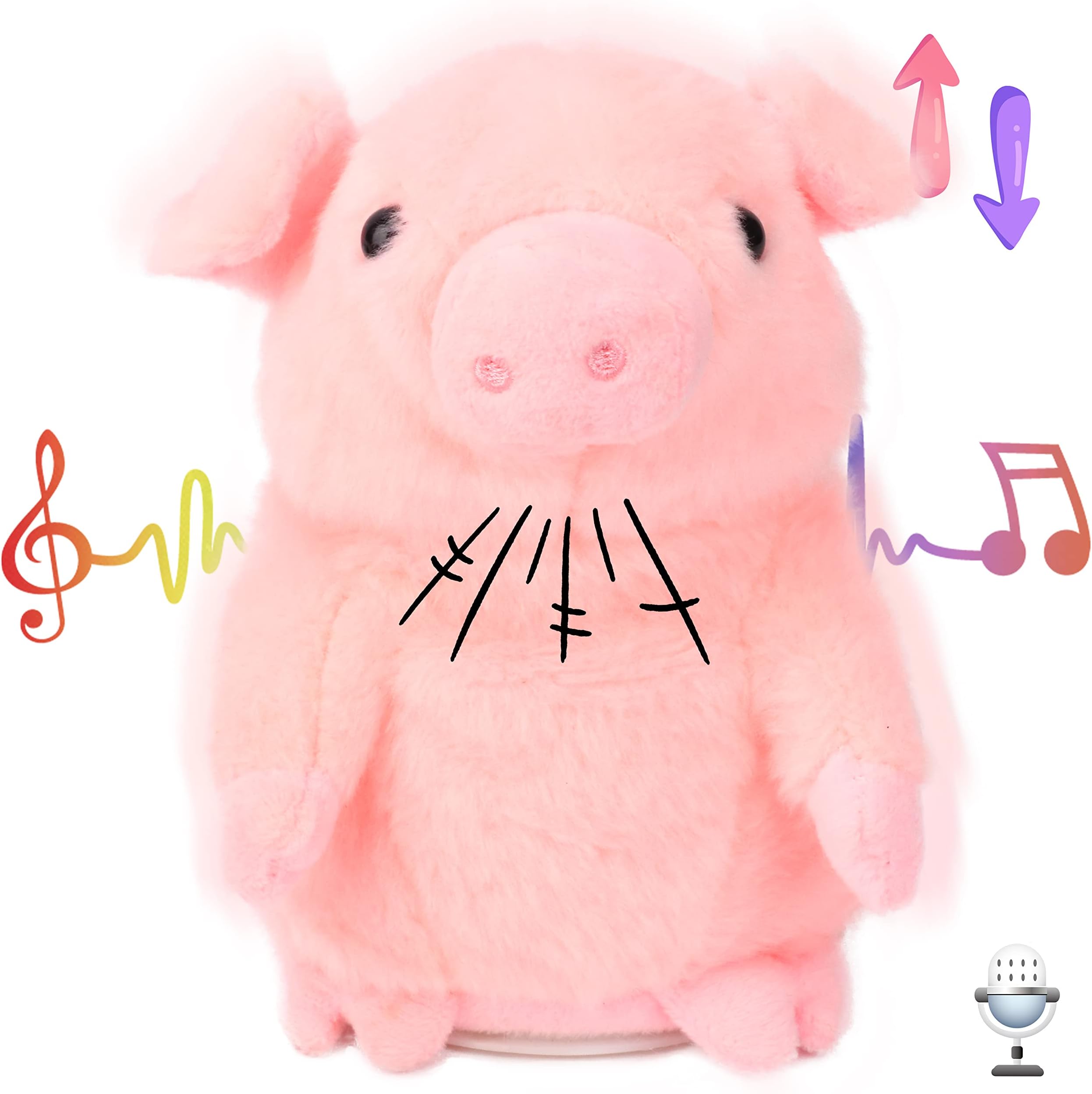 Hopearl Talking Pig Repeats What You Say Piggy Nodding Electric Interactive Animated Toy Speaking Plush Buddy Gifts for Toddlers, Pink, 6.5''