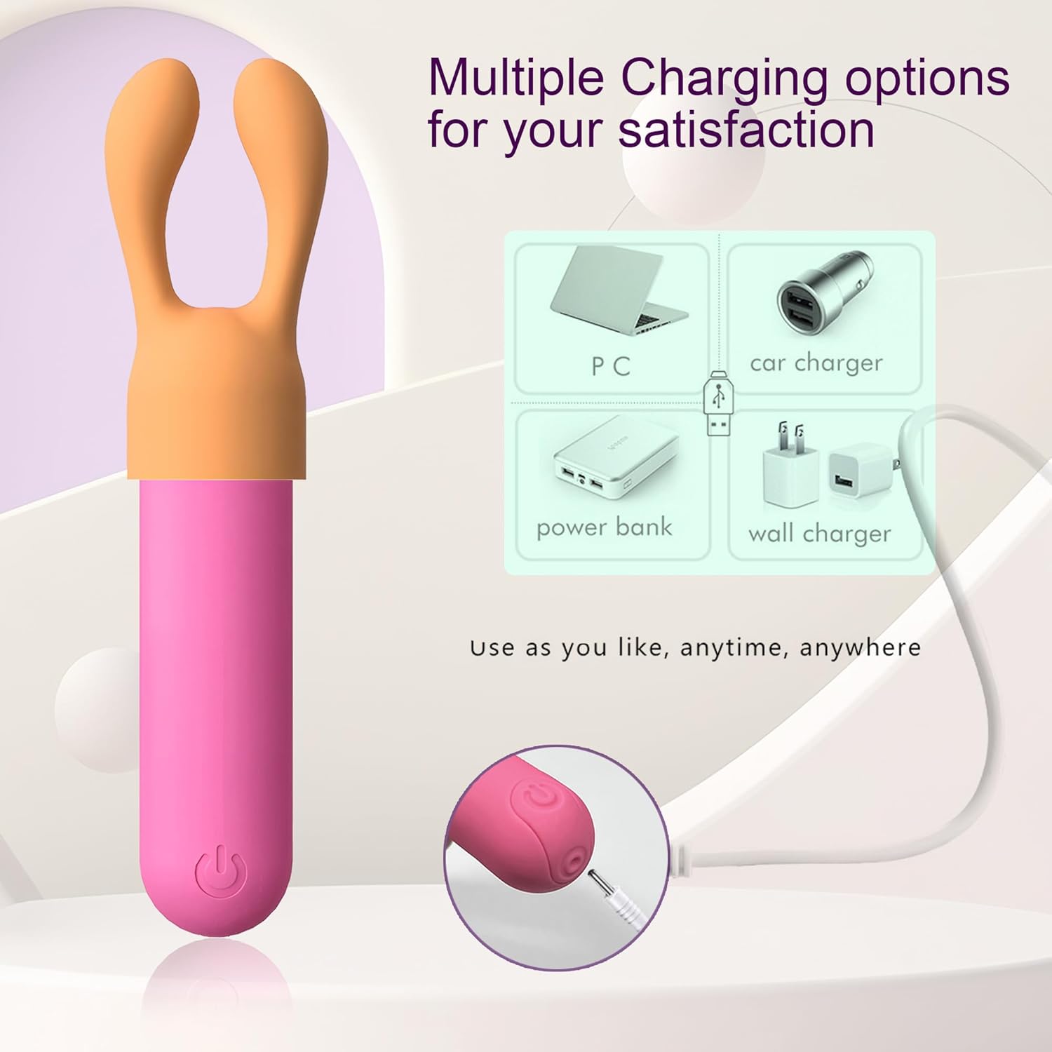 CHARMING Personal 4 in 1 Mini Massager - Powerful Multi Speed Vibration Wand - Handheld Quiet & Waterproof Massager - Perfect for Travel Relaxation, Relieves Back, Legs Muscles (Red 4 in 1) - Image 5