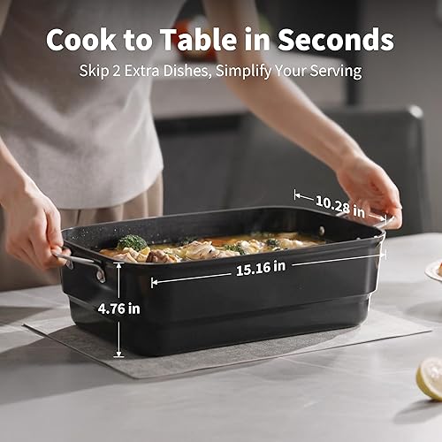 Miniatura 5 de N21NA Pro - Olla de cocción lenta de 10 cuartos de galón, revestimiento de cerámica sin PFOA, multicocina 8 en 1 con bandeja para parrilla, placa de