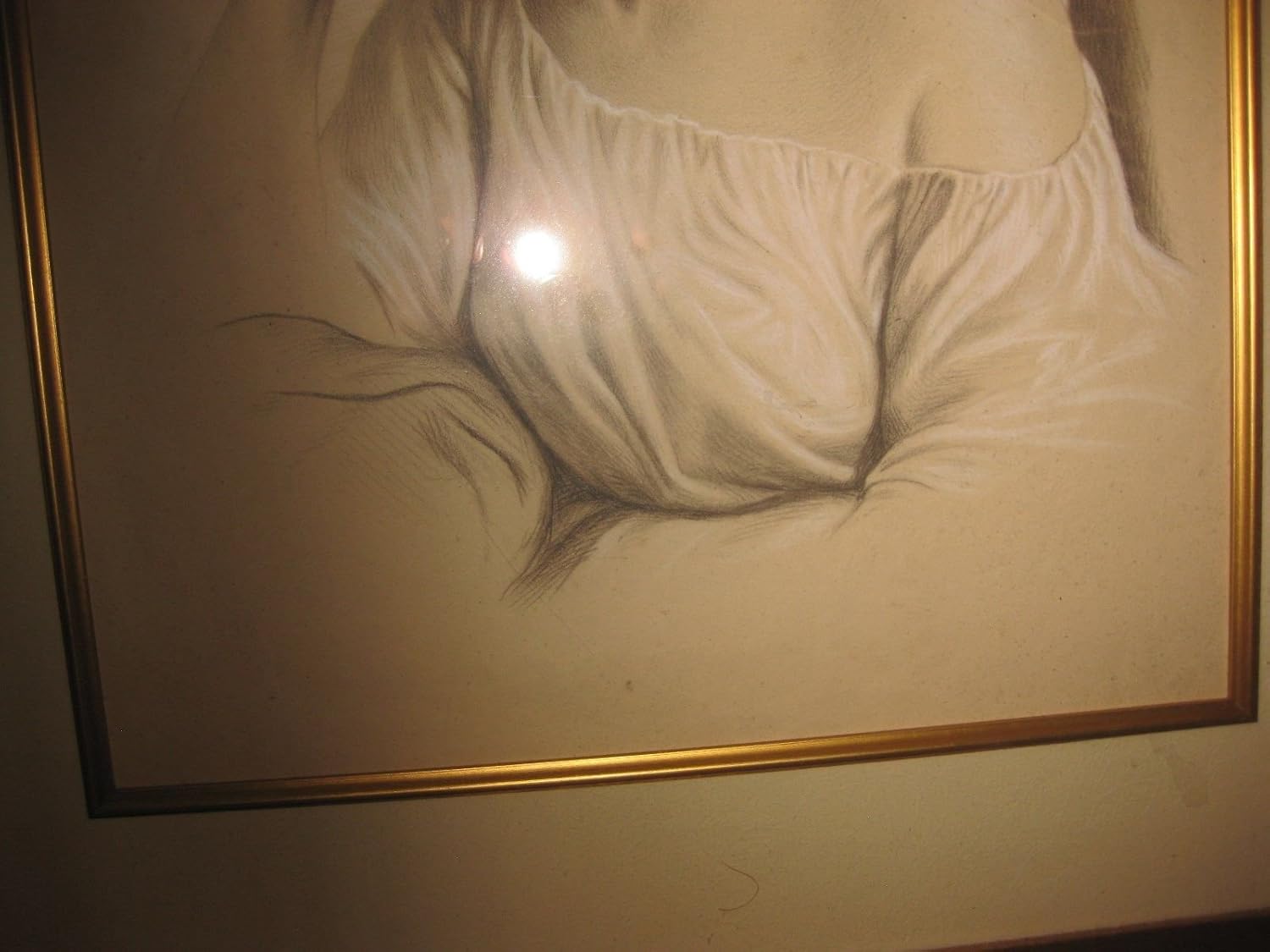 Antique academic style English/Italian drawing of young woman, circa 1820