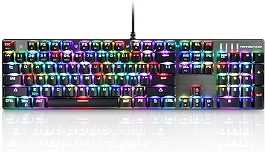 CK104 RGB LED Backlit Wired Mechanical Gaming Keyboard, 104 Keys Hot-Swap Mechanical Keyboard w/Aluminum Base, Upgraded Socket and Noise Absorbing Foams, Soft Tactile Red Switch