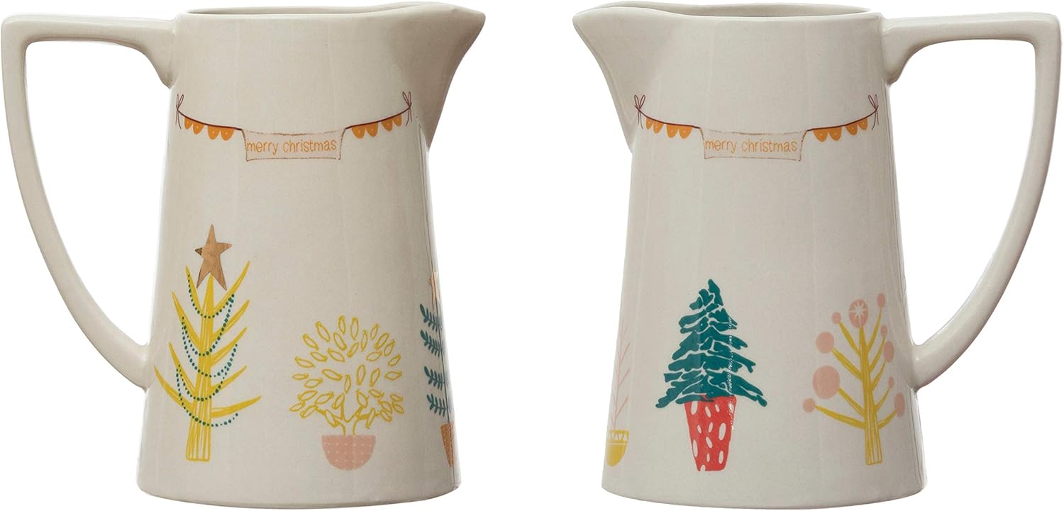 Creative CoOp 6" L x 4" W x 6" H 8 oz. Stoneware Pitcher w