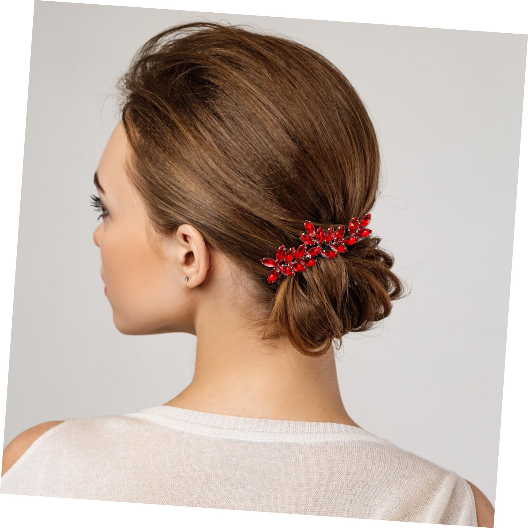 FRCOLOR Kopfhüungen für die Braut Kristallhaar-Seienkamm Haarkamm aus roten Kristall haarspange hochzeit haarnadeln hochzeit Haarschmuck für die Hochzeit Haarkämme BrautHaarkamm Mode