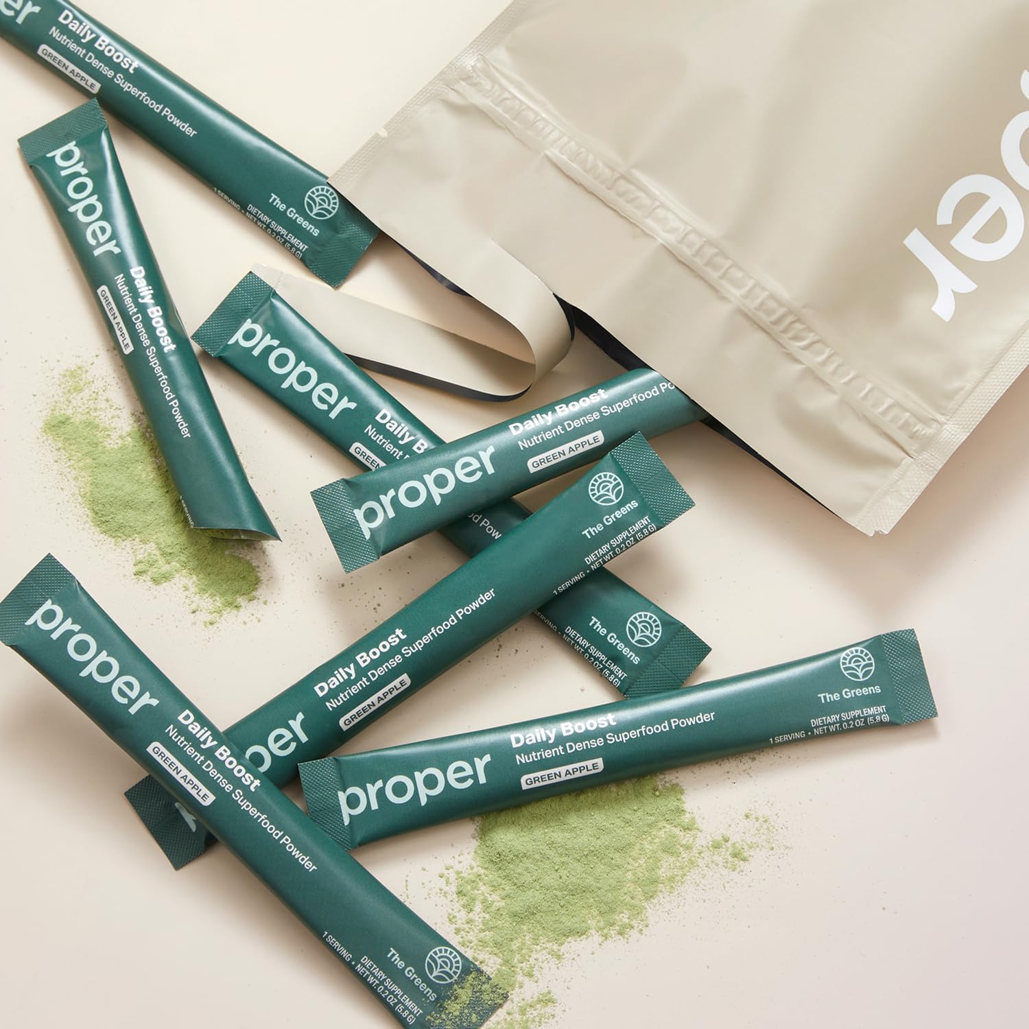 Proper, The Greens Daily Boost Organic Greens Powder. Whole Food, Apple Flavor Veggie Powder Superfood with Wheatgrass, Spirulina, Chlorella, Probiotics. Daily Drink Mix for Wellness and Digestion - Image 9