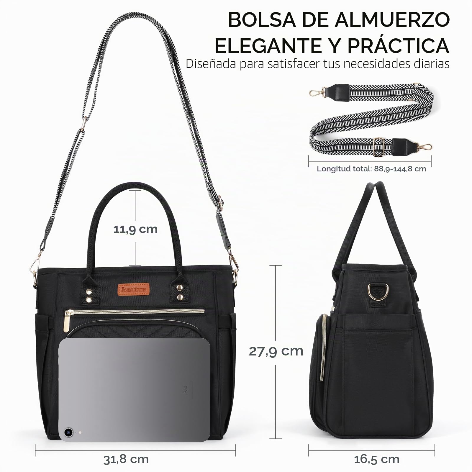 Jomddems Bolsas de almuerzo grandes para mujeres para el trabajo, lonchera aislada para hombres con correa para el hombro, portátil, reutilizable, grande, para adultos, bolsas de mano para picnic