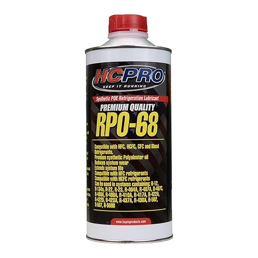 HCPRO RPO-68 HVAC Refrigeración POE 68 Premium sintético POLYOL Ester Lubricante 1 cuarto de galón 32 oz (946 ml)