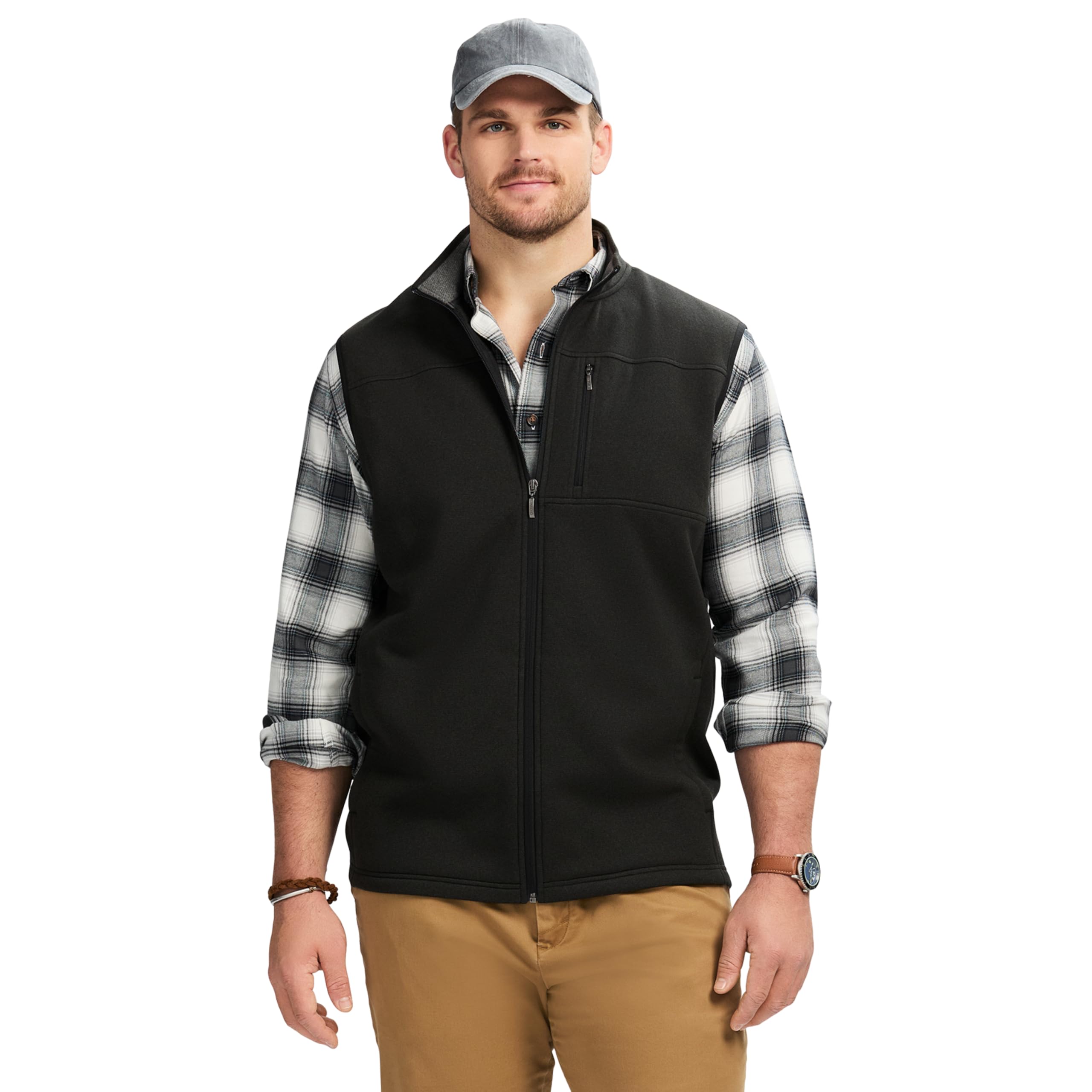 IZOD Men's Big and Tall Advantage Performance Full Zip Sweater Fleece Vest