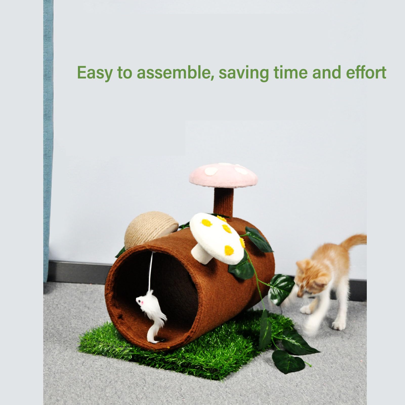 Túnel para Gatos con rascador, Marco Interactivo para trepar para Gatos, Juguete Multifuncional para túnel para Gatos con Bola rascadora, cómoda Cama para Gatos de Interior,