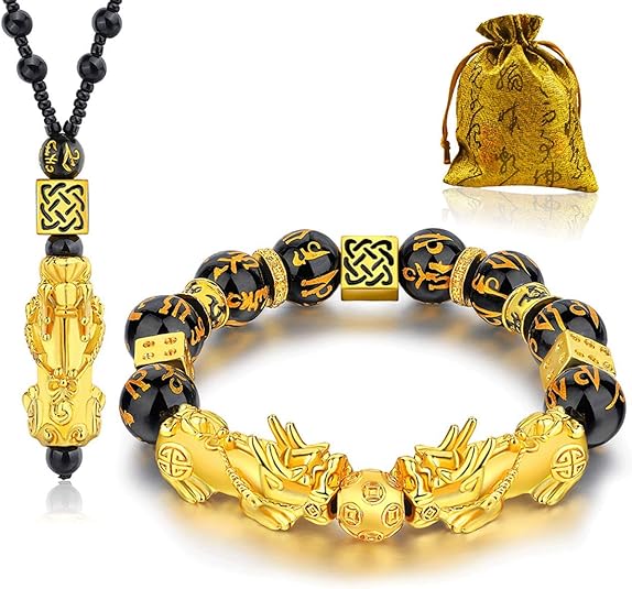 Feng Shui Bracelets- Pi Xiu Good Luck Bracelets, Christmas Birthday Gifts for Women Men, 12mm Money Wealth Success Bracelet
