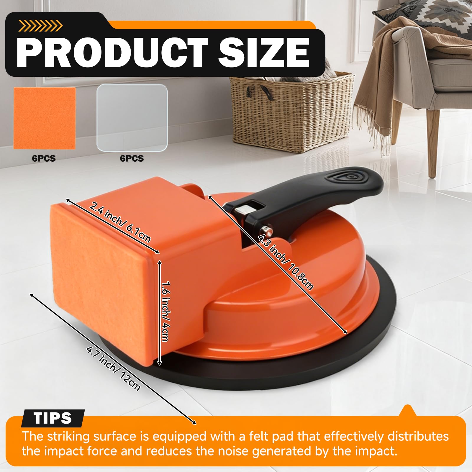 Strumento di Posa per Pavimenti in Laminato con Ventosa, Kit Riparazione Pavimenti con Ventosa – Attrezzo per Chiudere Fessure Pavimento, ad alta presa, per Laminato, Vinile, Parquet