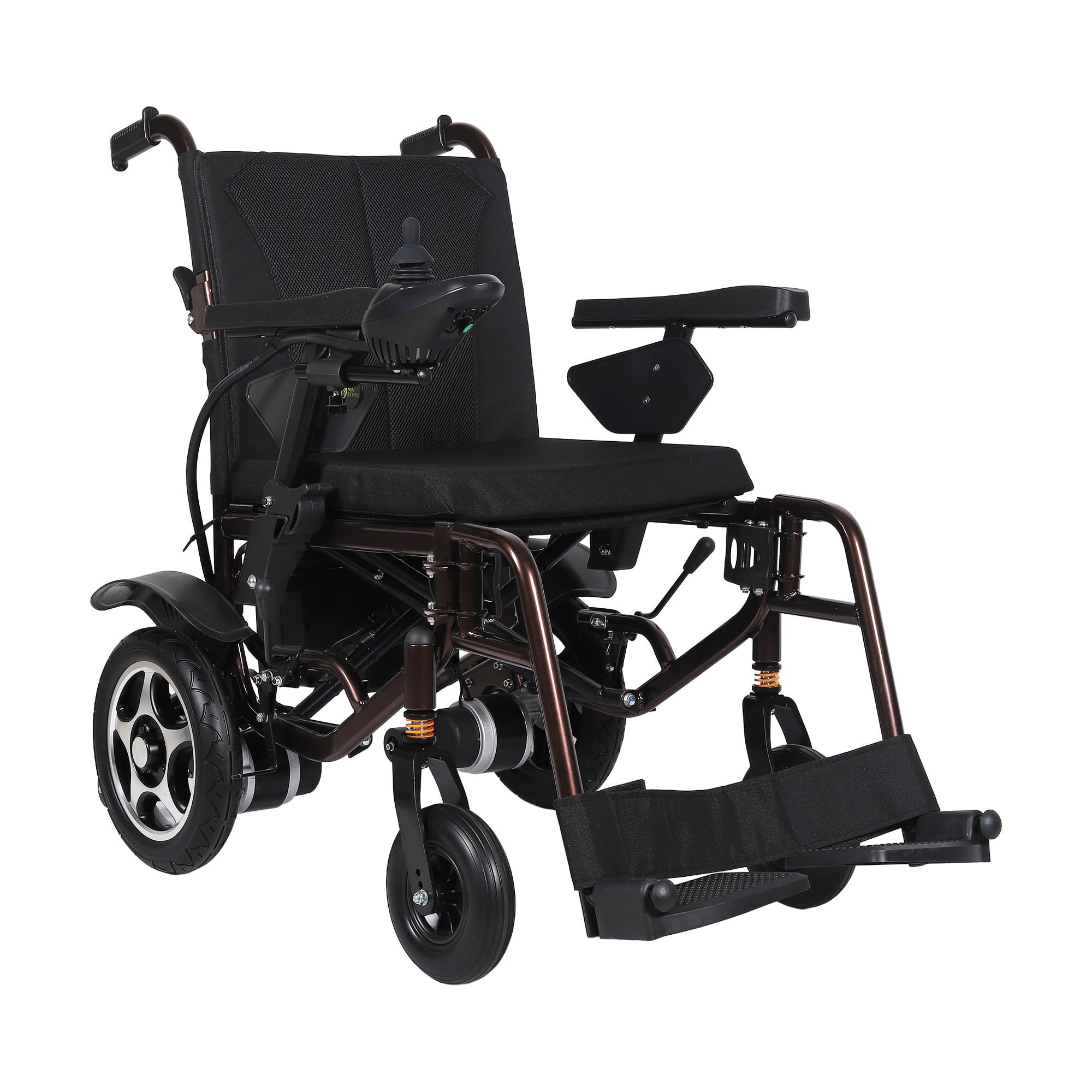 NEUSTRYD E-Stryd Pro Electric Wheelchair, Foldable, Battery Powered, Carbon Steel, Brown Elliptical Frame with Black Upholstery, 100 kg Capacity-image-30