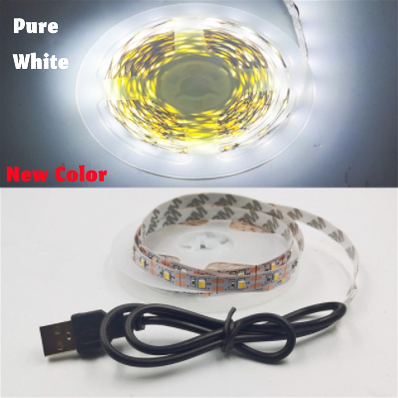 1 x taśma świetlna LED USB 5 V 3528 1 metr 5 metrów ciepła zimna biel różowa zielona niebieska czerwona wstążka SMD listwa sufitowa lekka wodoodporna (biała, wodoodporna 4 metry)