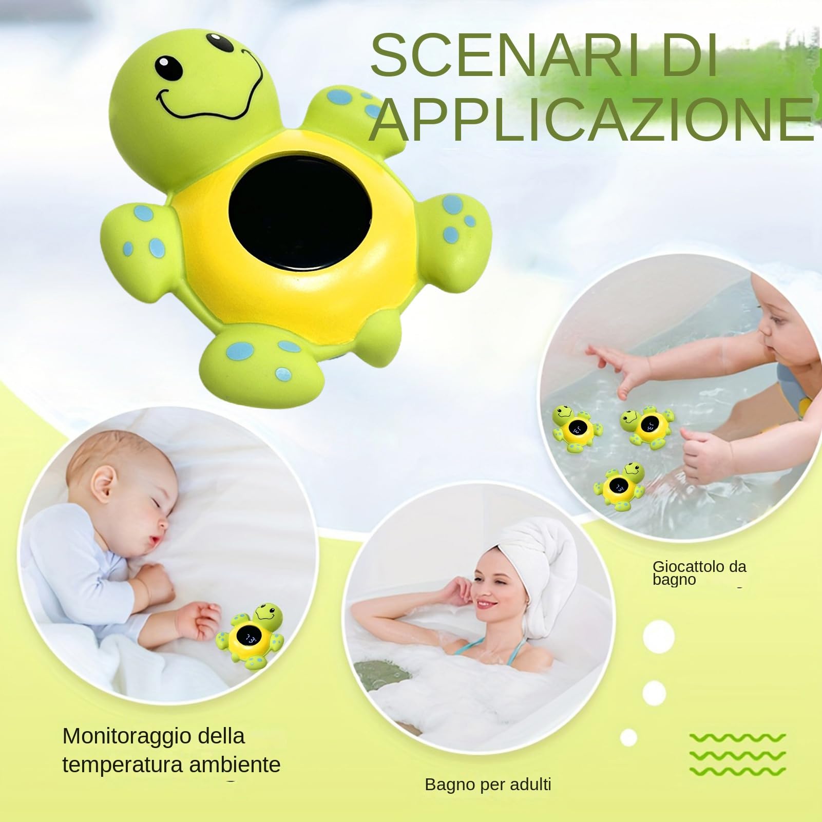 Termometro Per Il Bagno Per Bambini - Termometro Galleggiante Da Bagno Per Bambini | Termografo Di Tartaruga Cartoon Elettrica Per Bambini Doccia | Goditi Il Termografo Preciso Da Bagno E Nuoto Per La