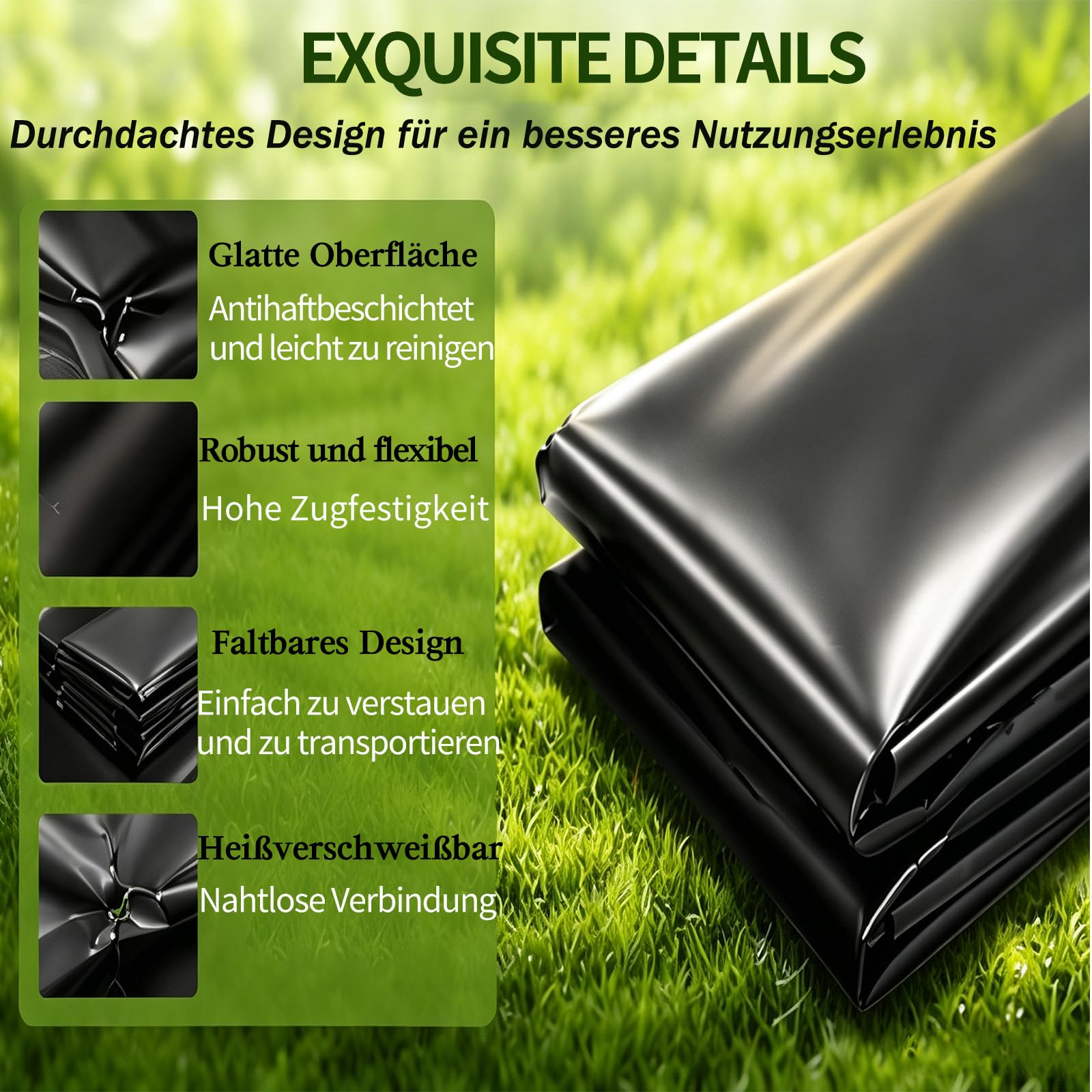 Premium PVC Teichfolie schwarz,HDPE Folie,Schwimmteich Folie Gartenteich | Flexibel Teichfolien Scheibe,Wasserdicht Und Leckdest,Langlebig,Uv-Und Witterungsbeständig Für Teich In Verschiedenen Größen