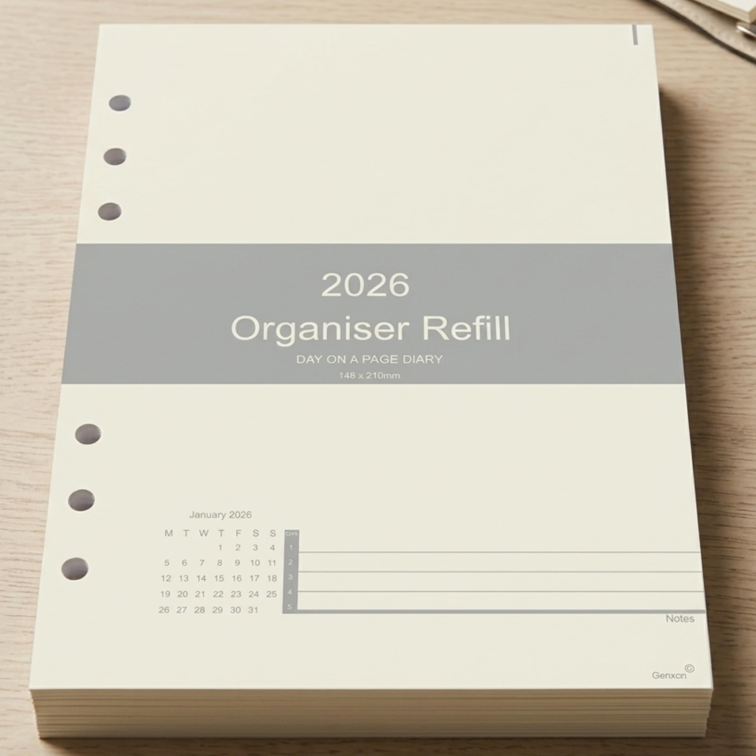 A5 Diary Refill 2026 Day on One Page with time Slots 8am -8pm - Daily Office Desk Planner -Full Year Insert Organiser Filofax Compatible - 148 x 210mm