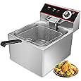 GarveeHome Commercial Deep Fryer - 6L Capacity Single Large Tank, Electric Countertop Fryer with Basket, with Temperature Control,1800W, 110V, Perfect for Kitchen and Restaurant