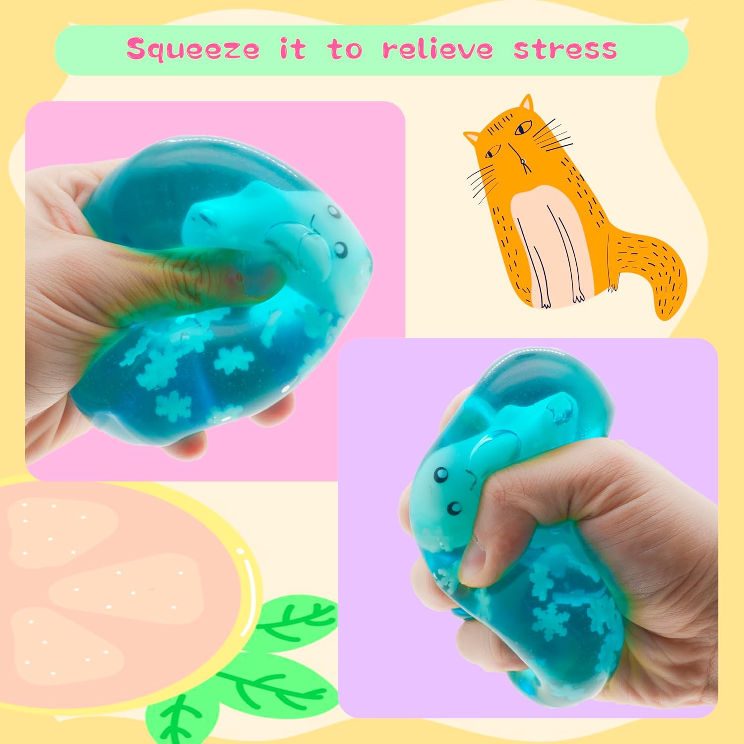 Spooky Squishy Toy - Glow in The Dark - Squishy Stress Cube Toy Cube with Ghost & Snowflake, Ideal Stress Relief Present for Kids & Adults, Gifts for Halloween and Christmas