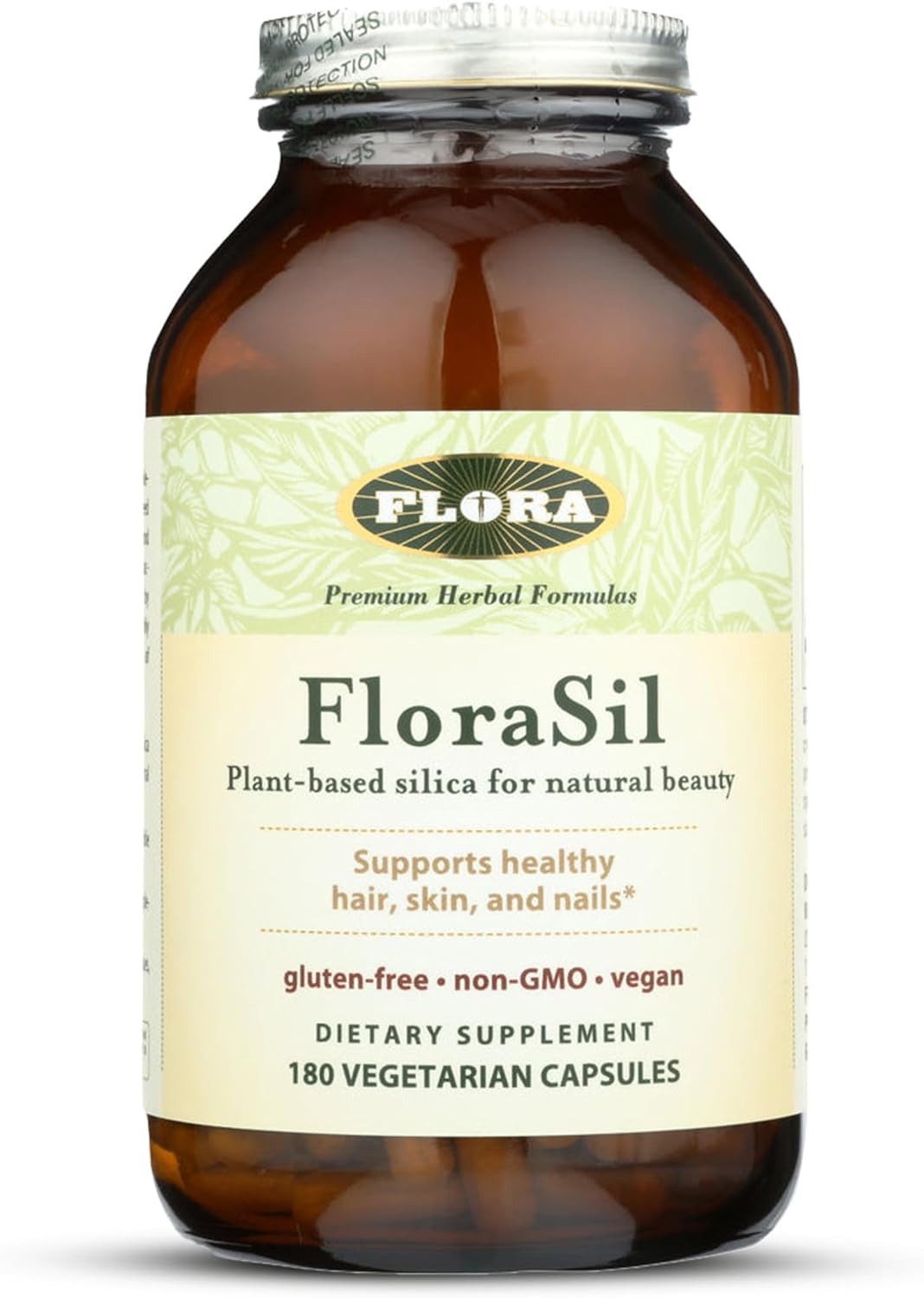 Flora FloraSil 180 Veg Capsules - Silica Supplement with Horsetail Extract for Healthy Hair, Skin, and Nails* - Supports Collagen Formation