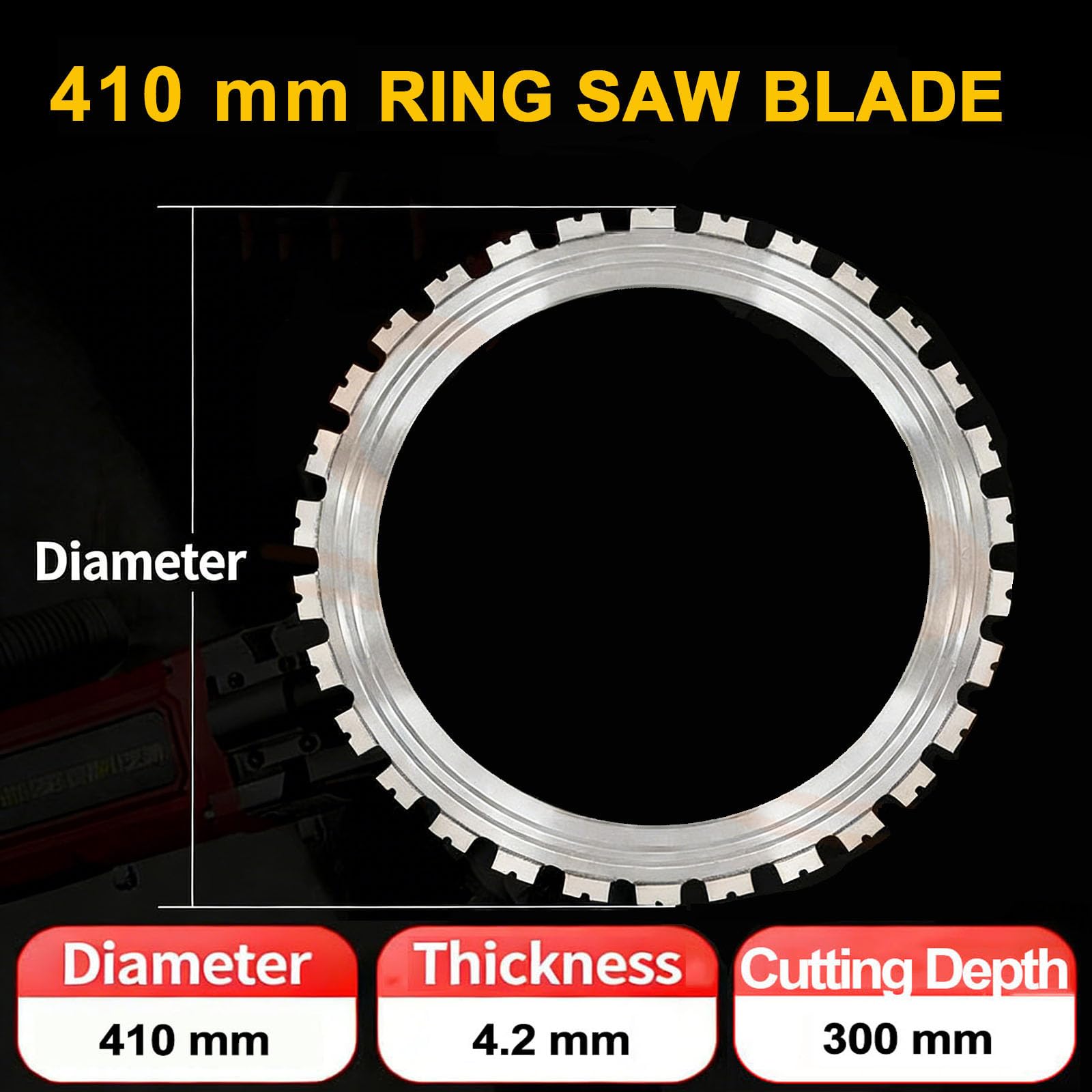 Hoja de sierra de anillo para hormigón, 2 piezas, hoja de sierra de anillo de 16", para sierra eléctrica toroidal, dientes de diamante densidad, núcleo de acero aleado, corte rápido para hormigón