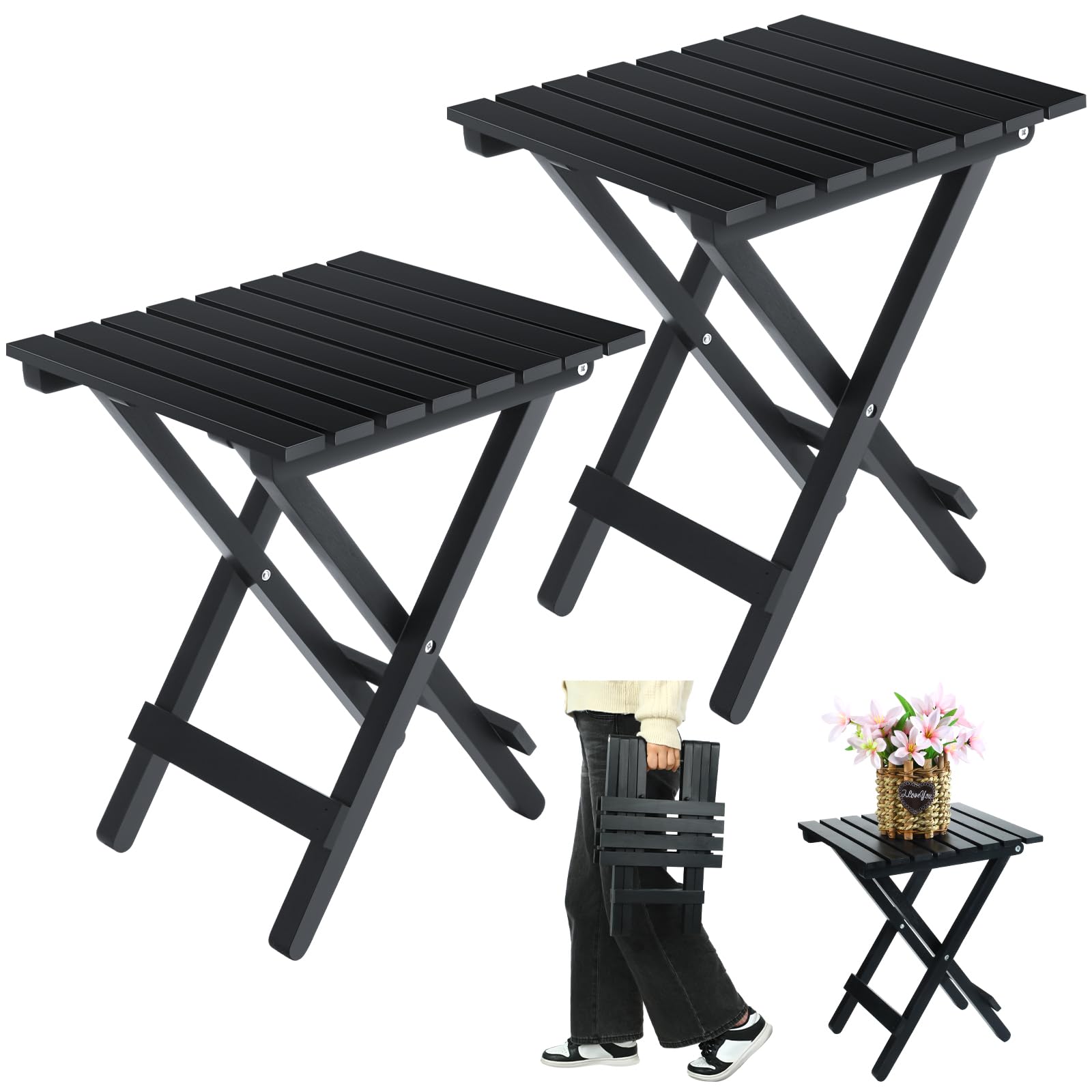 Foldable Table DAXULY Small Patio Folding Side Table, Outdoor