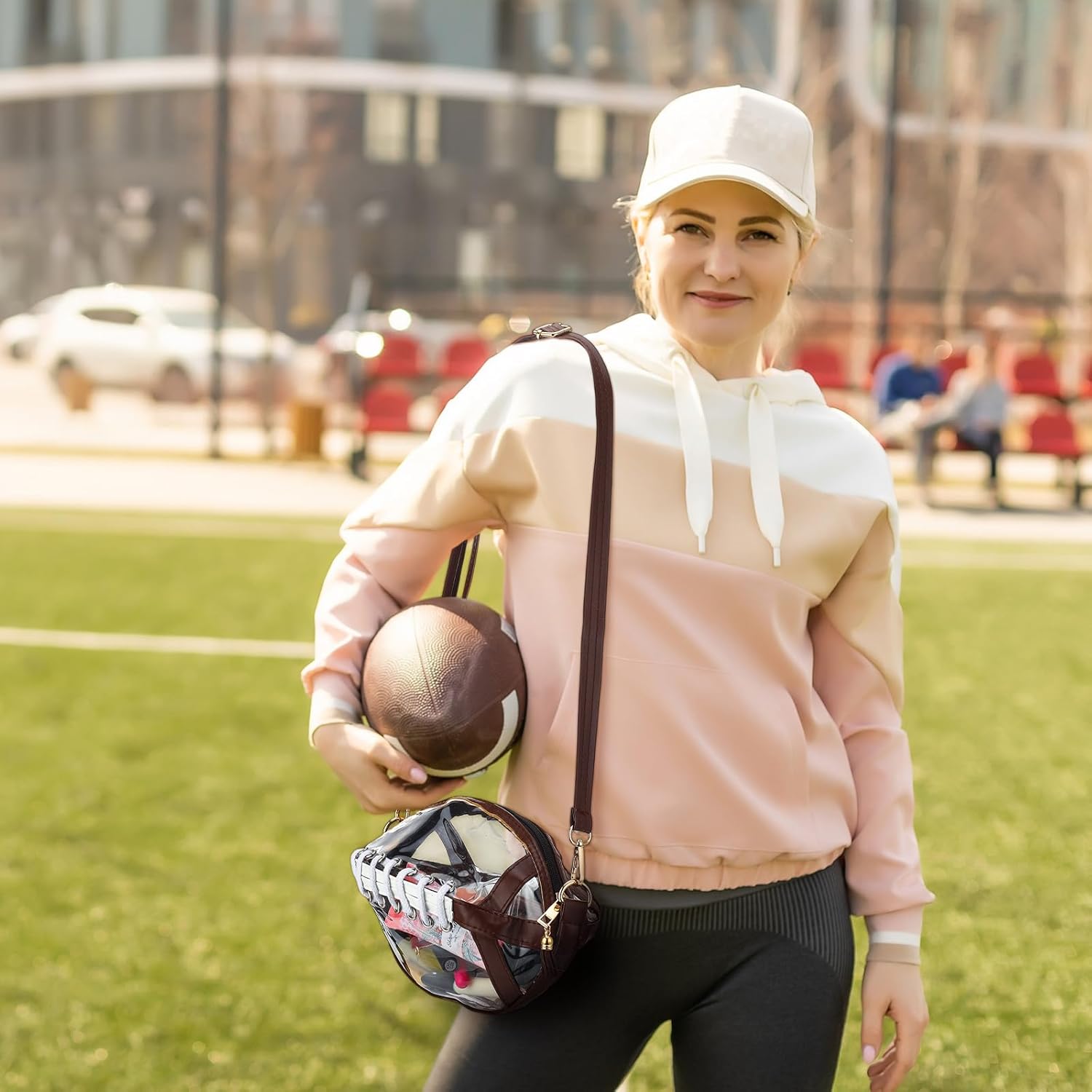 Clear Football Bag for Women Stadium Crossbody Clear Bag Sports Transparent Football Purse Gift for Game Day School Homecoming Game Day Sports Lovers Fans Cheerleaders - Image 3