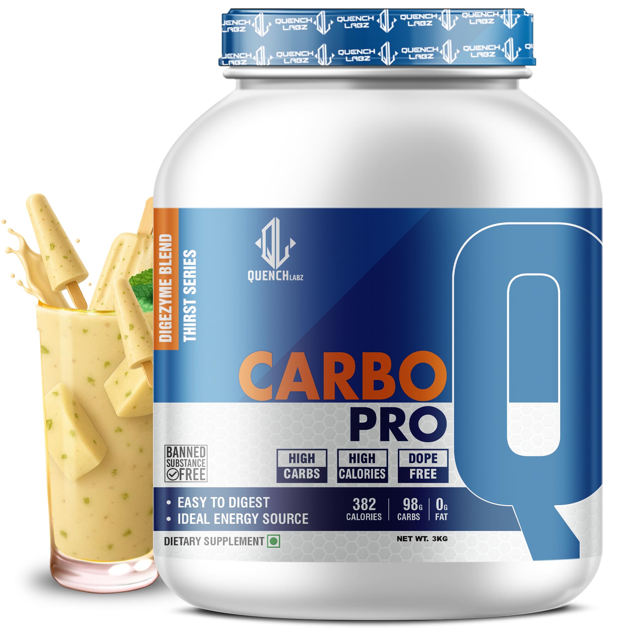 Carbohydrate Supplement 3kg | QuenchLabz Carbo Pro | 98g Carbs & 382 Calories per Serving | Fast-Digesting carbohydrate powder | Pre & Post Workout Energy | Muscle Recovery | Chocolate | FSSAI Certified — Amazon image 11