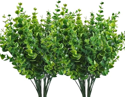 Dekorly Artificial Plants, Plastic Shrubs Faux Flowers Fake Grass Leaves Simulation Greenery Bushes Indoor Outdoor Home Garden Office Yard Verandah…