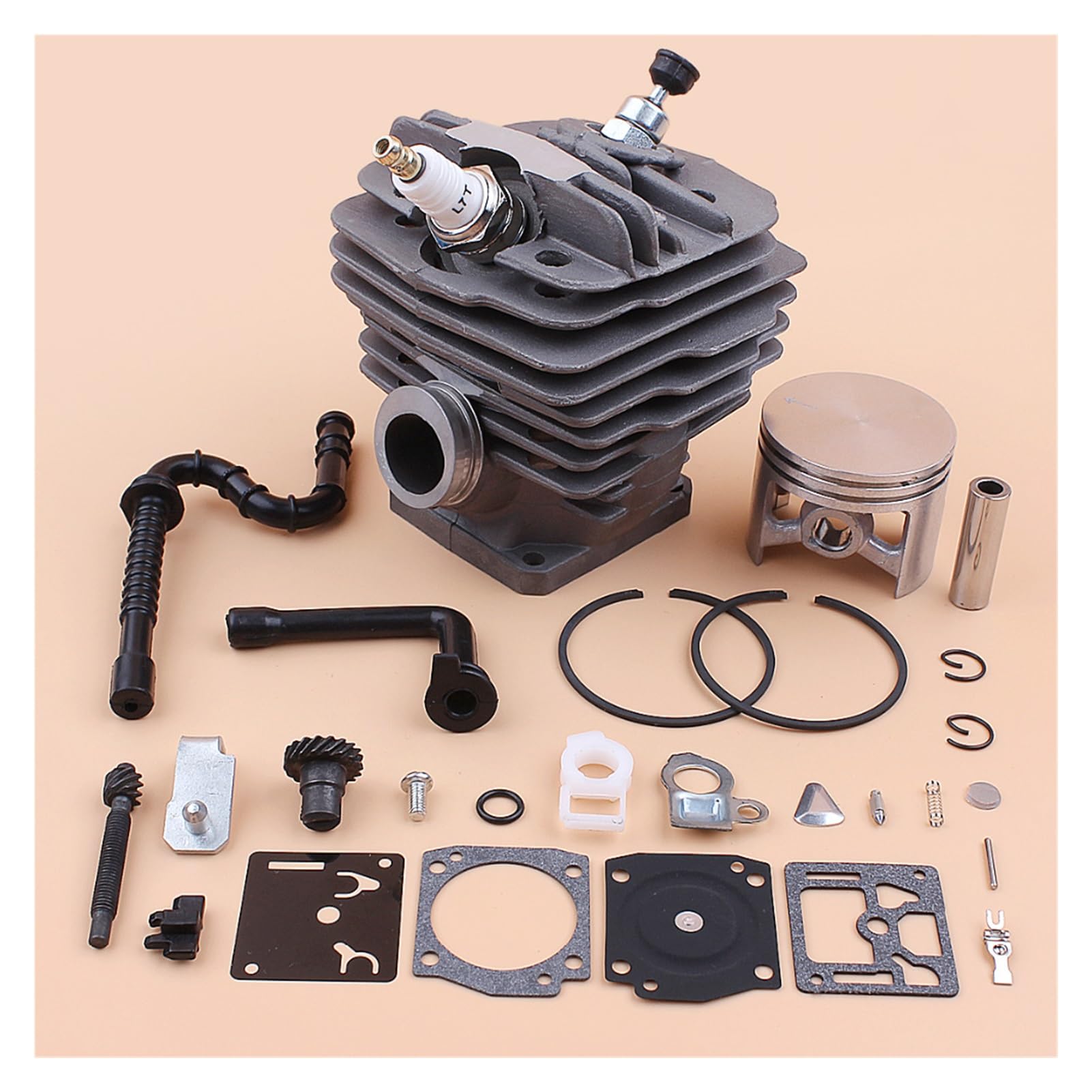 1 Juego de tensor cadena manguera aceite y pistón cilindro 48mm, Kit reparación carburador for Stihl 036 MS360 MS 360 for piezas reconstrucción motosierra 11250201206
