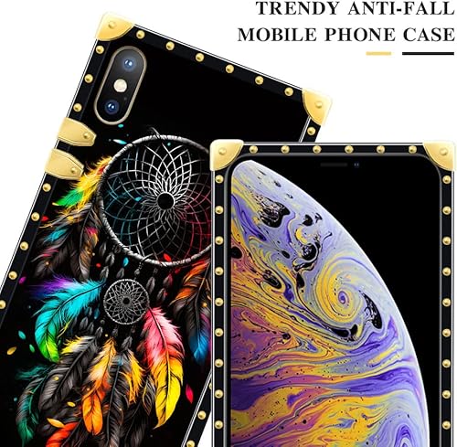 Miniatura 2 de DAIZAG Funda compatible con iPhone Xr,Funda de regalo dorada a prueba de golpes, atrapasueños de plumas clásicas
