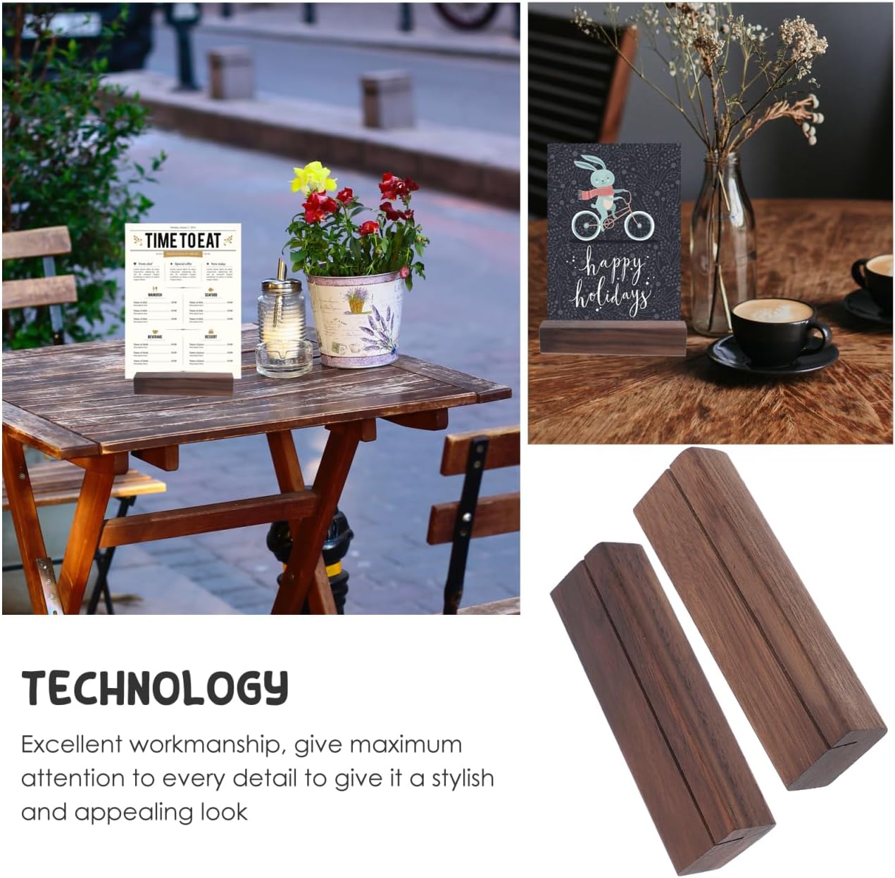 2Pcs Wooden Table Number Card Holder Stand, Simple Desktop Display Base
