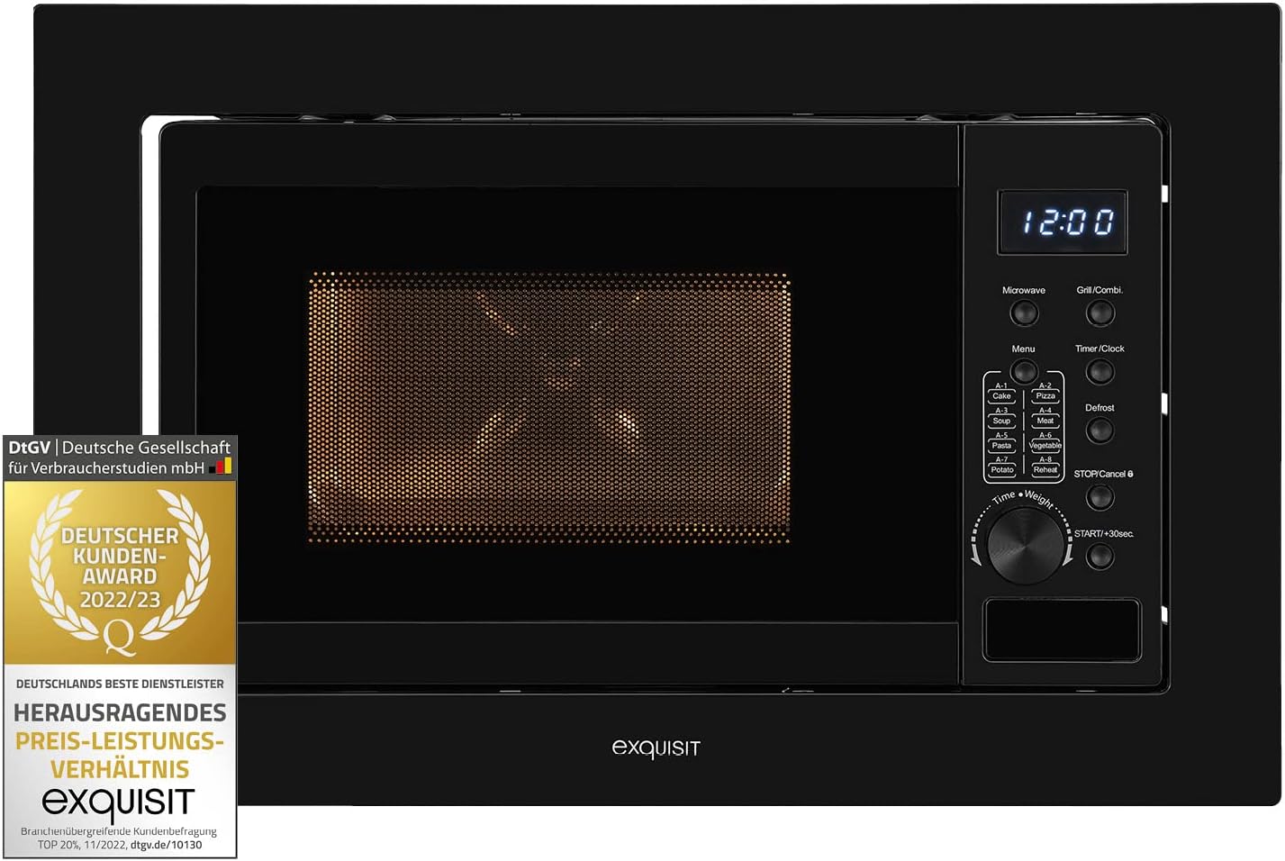Exquisit Microonde da incasso EMW20-DG-020, nero, 800 W, griglia 1000 W, timer Exquisit Microonde da incasso EMW20-DG-020, nero, 800 W, griglia 1000 W, timer
