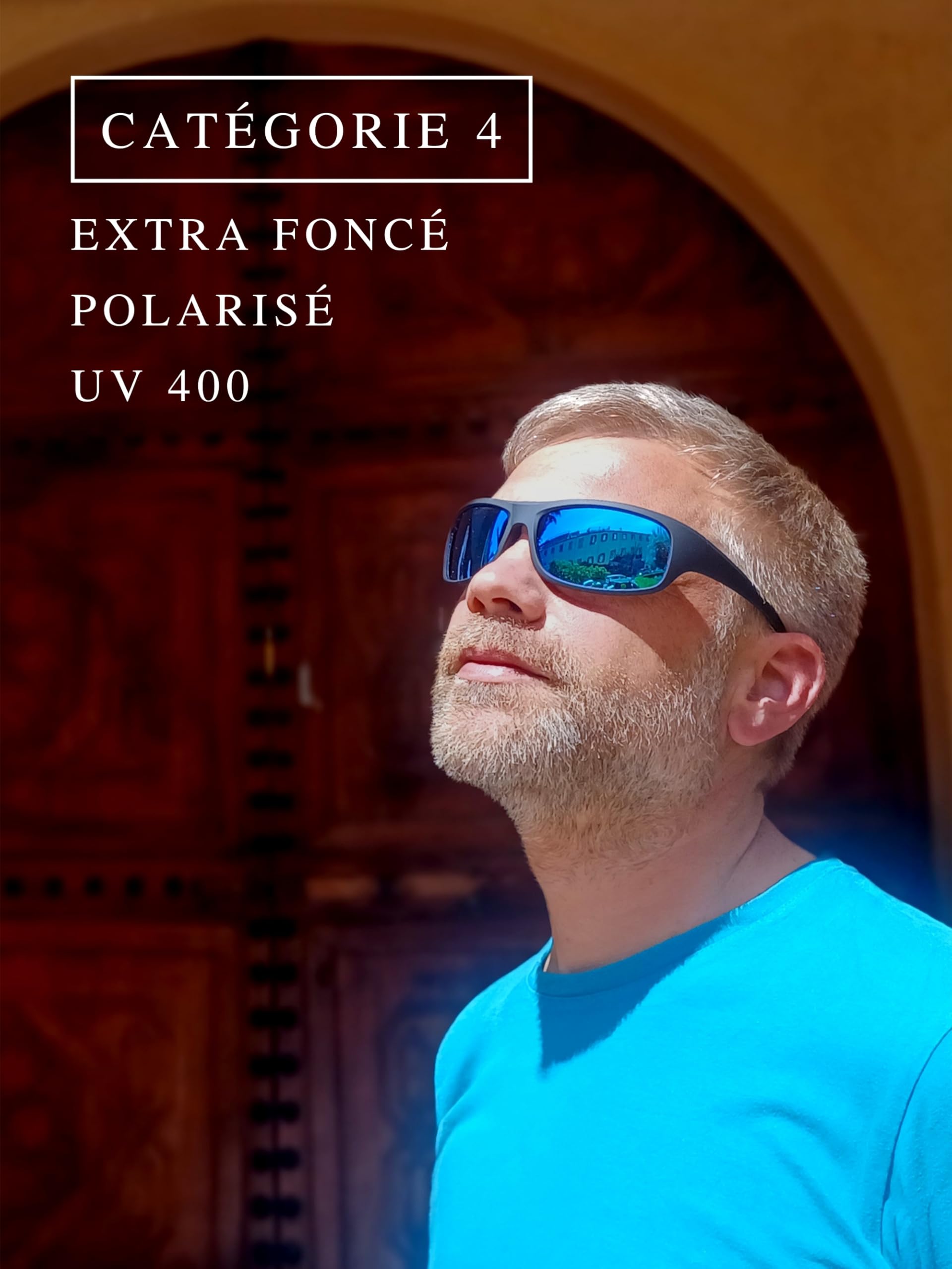 EREBOS Lunettes de soleil catégorie 4 - Extra foncées pour homme et femme - Verres polarisés et miroir - Lunettes glaciers CAT 4 - UV 400 - Lunettes pour yeux sensibles à la lumière