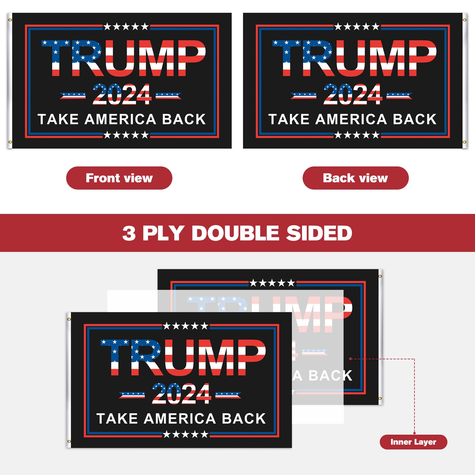 Amazon.co.jp: Trump 2024 フラッグ 両面 3x5 ドナルド