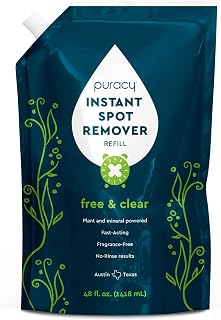 Puracy Natural Stain Remover Spray for Clothes, Carpet, Couch - Plant-Based Free & Clear Instant Spot Cleaner, 48 Fl Oz