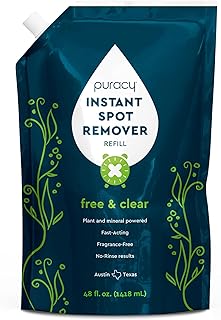 Puracy Laundry Stain Remover for Clothes Laundry - Carpet Stain Remover Carpet Spot Cleaner Couch Stain Remover - Clothes Spray, Free & Clear - Instant Spot Remover, 48 Fl Oz (Pack of 1)