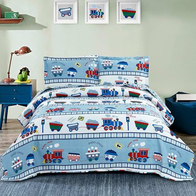 kids train bedding