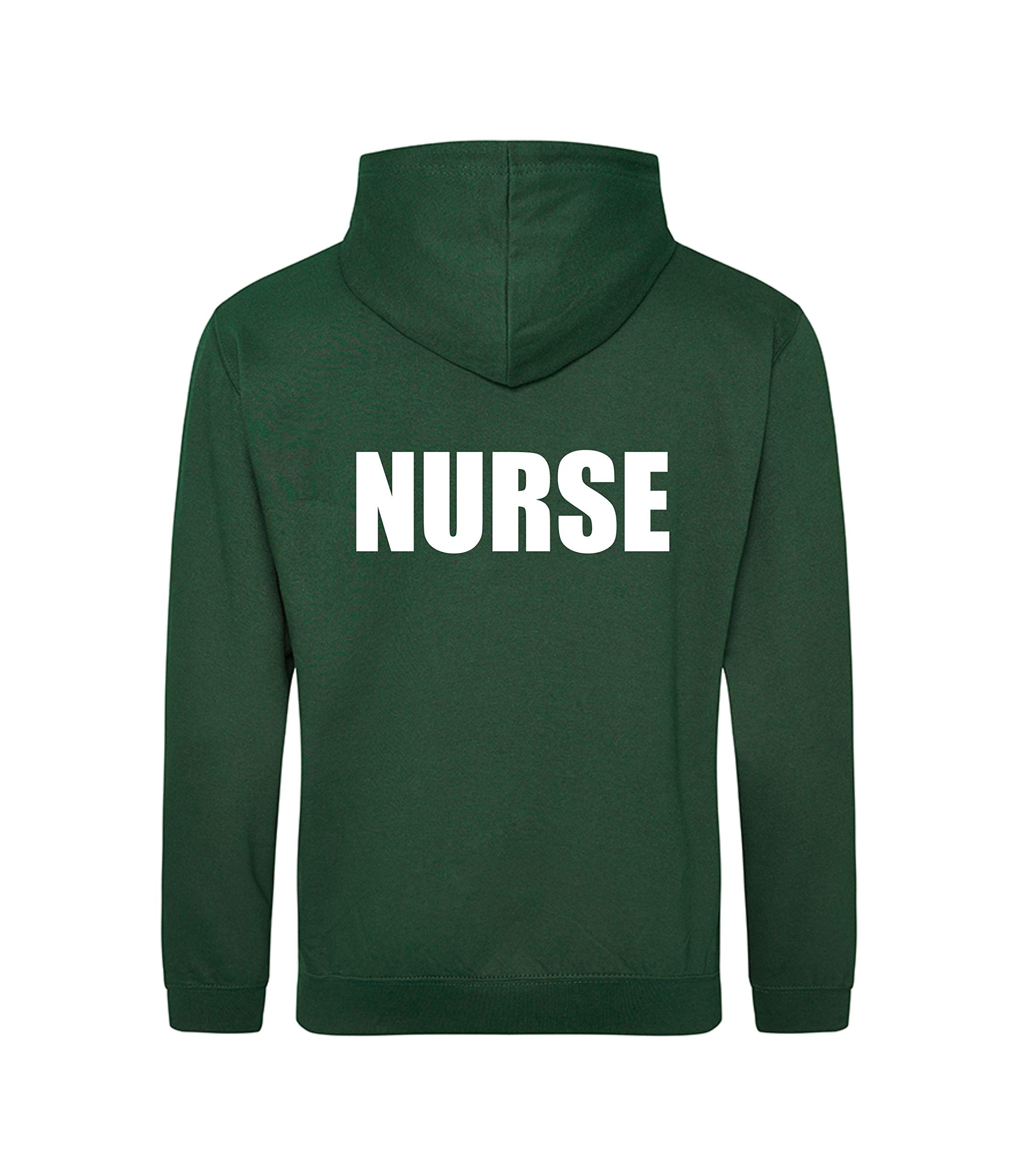 Brook Hi Vis Uk Unisex Green Nurse Printed Hoodie, Medical Clothing XX-Large
