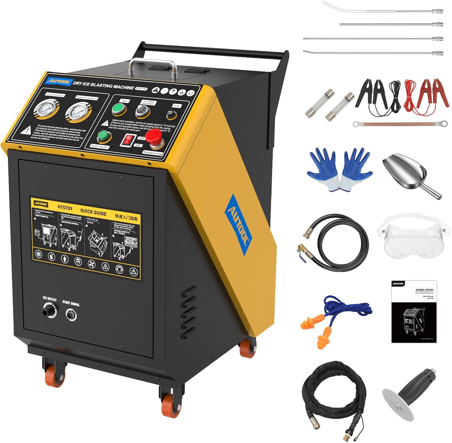 AUTOOL Dry Ice Blasting Machine, Engine Carbon Cleaner, Dry Ice Decarbonizer with Dual Pressure Gauges, Adjustable Ice Flow for Automotive and Industrial Cleaning
