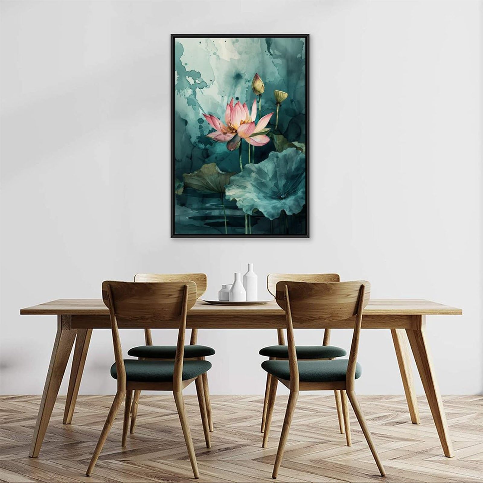 Amazon.co.jp: 絵画 ほっそりと咲く蓮の水墨画インテリア 絵画 魅力的
