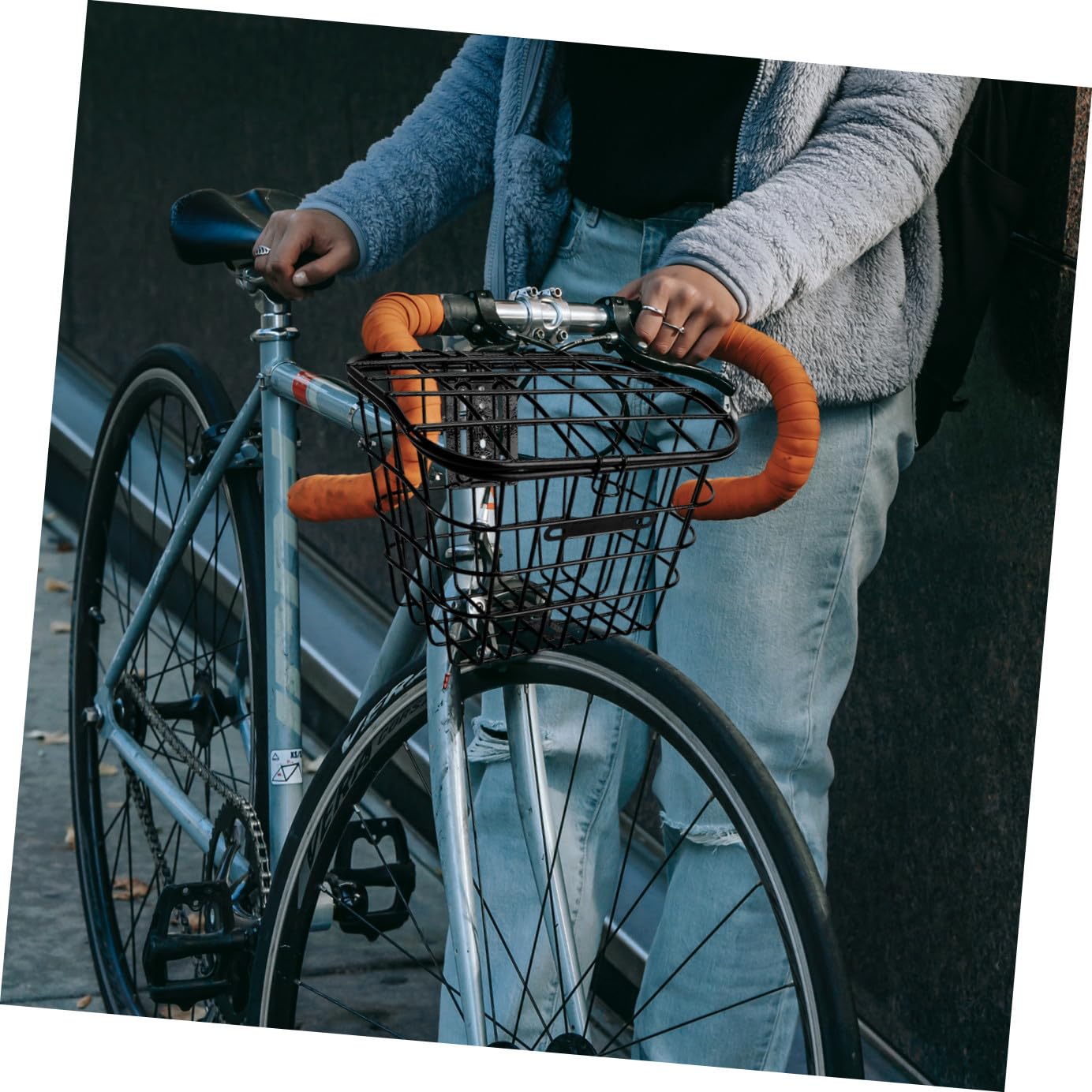 Cesta Negro y Sencilla para Acero Inoxidable, Bicicleta Vehículo Eléctrico