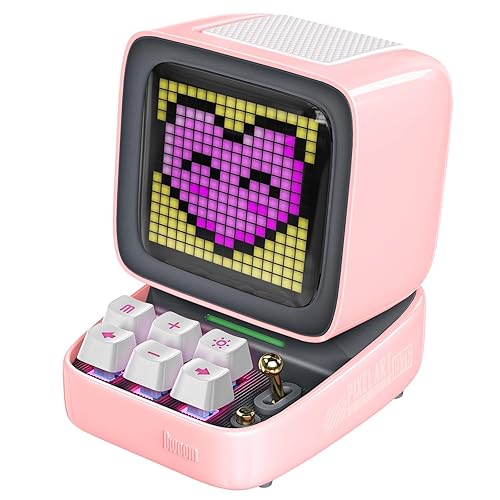Divoom Ditoo Retro Pixel Art Game Bluetooth Speaker with 16X16 LED App Controlled Front Screen (Pink) - Pink